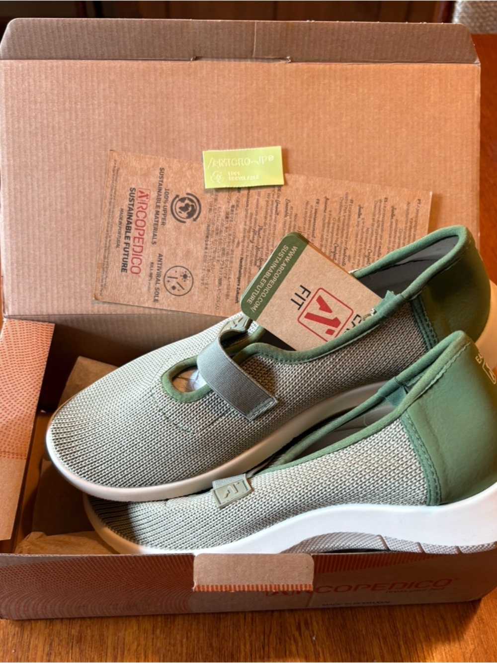 Arcopedico Green Knit Mary Jane Comfort Flats